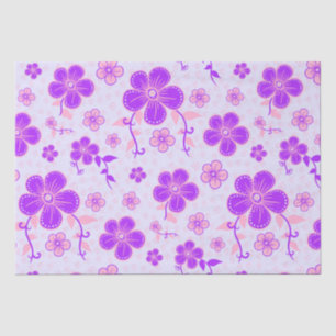 Pretty Floral Print Purple and Pink on Lavender Tissue Paper
