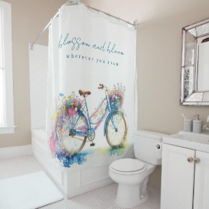 Pretty Floral Retro Bicycle - Blossom and Bloom Shower Curtain
