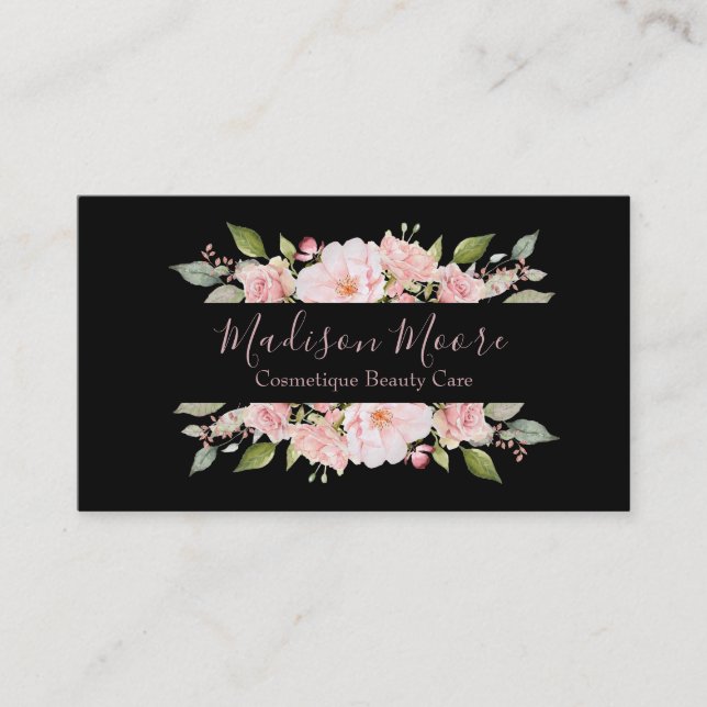 Pretty Floral Roses Name/Business Inscribed Business Card (Front)