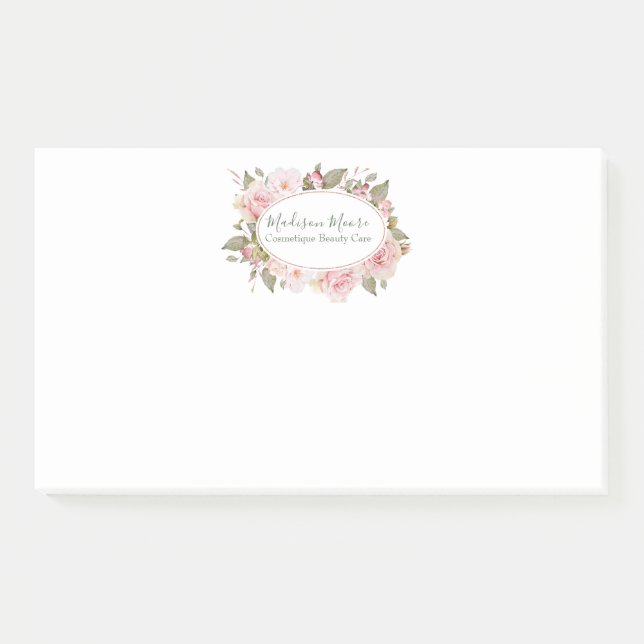 Pretty Floral Roses Name Inscribed Post-it Notes (Front)