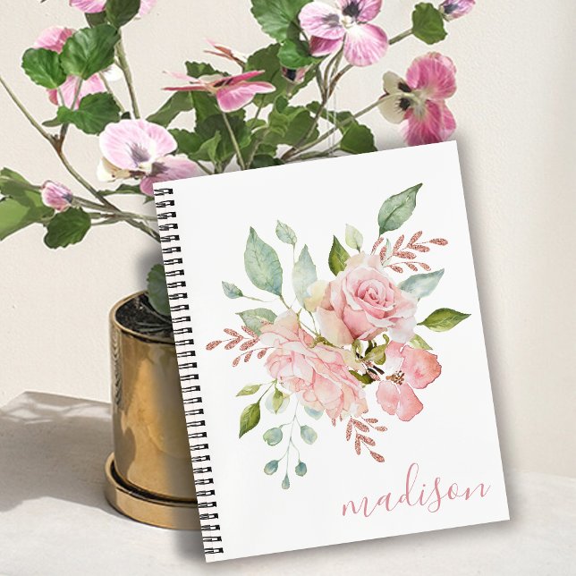 Pretty Floral Roses Name Personalised Journal/ Notebook (Creator Uploaded)