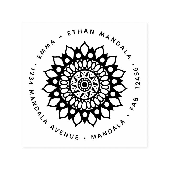 Pretty Floral Round Mandala Universe Flower Self-inking Stamp (Design)