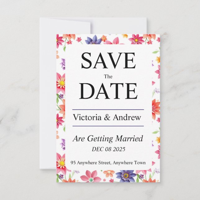 Pretty Floral save the Date (Front)