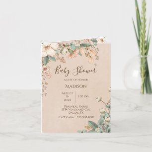 Pretty Floral Script Typography Modern Baby Shower Invitation
