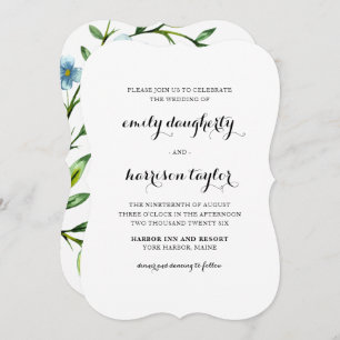 Pretty Floral Script Wedding Invitation