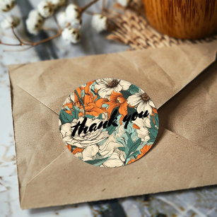 Pretty floral spring thank you classic round sticker