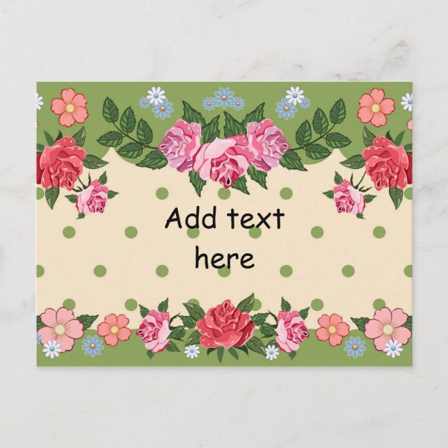 pretty floral template, ready to personalise postcard (Front)