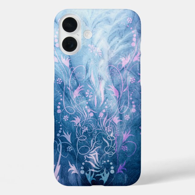 Pretty Floral Textures In Blue Tones Case-Mate iPhone Case (Back)