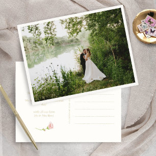 Pretty Floral Thank You Wedding  Postcard