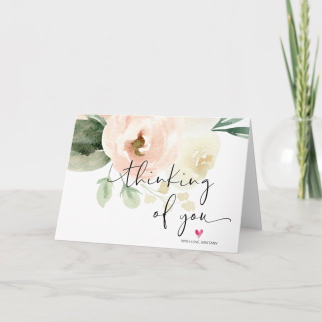 Pretty Floral Thinking of You Sympathy I Miss You Card (Front)