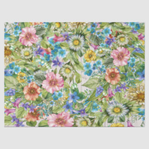 Pretty Floral Tissue with Wood Image Background Tissue Paper