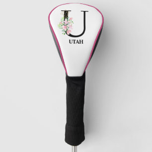 Pretty Floral U Initial Monogrammed Golf Head Cover