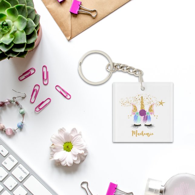 Pretty Floral Unicorn Keychain (Pretty Floral Unicorn Keychain)