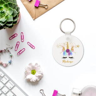 Pretty Floral Unicorn Keychain