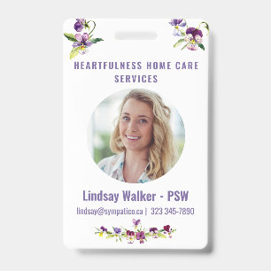 Pretty Floral Violet  Style  ID Badge