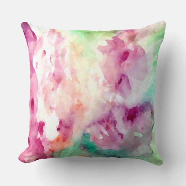 Pretty Floral Watercolor Abstract Pastel Pillows (Front)