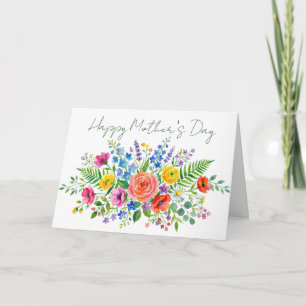 Pretty Floral Watercolor Custom Text Mother's day Card