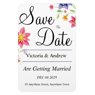 Pretty Floral Wedding Invitation Magnet