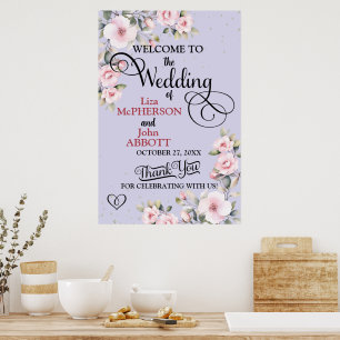 Pretty Floral Wedding Welcome Sign