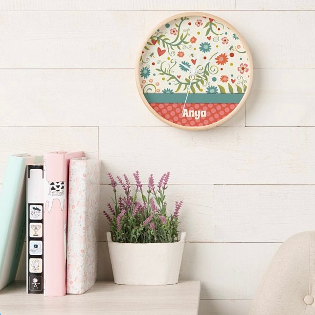 Pretty Floral White Pink Personalised Inspirivity Clock (Creator Uploaded)