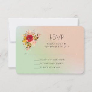 Pretty Floral Wildflowers Watercolor Wedding RSVP Card