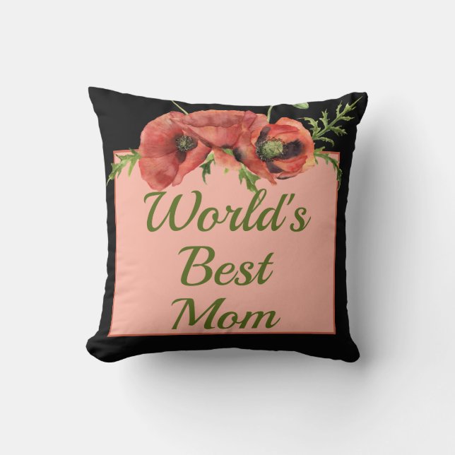 Pretty Floral World's Best Mum  Cushion (Front)