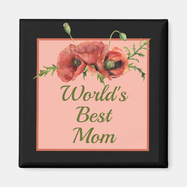 Pretty Floral World's Best Mum  Magnet (Front)