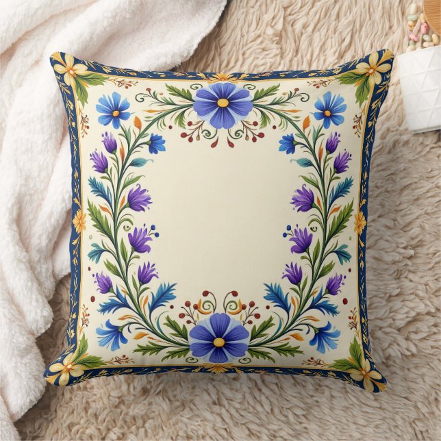 Pretty Floral Wreath Cushion. Cushion (Blanket)