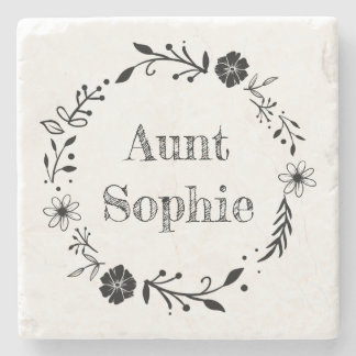 Pretty Floral Wreath Design Stone Coaster