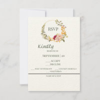 Pretty Floral Wreath Gold RSVP