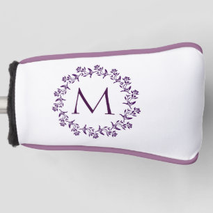 Pretty Floral Wreath Monogram Golf Head Cover
