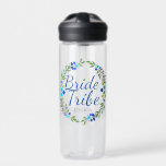 Pretty Floral Wreath Personalised Bride Tribe Water Bottle<br><div class="desc">Pretty and cute floral wreath water bottle for your bride tribe personalised with their name.</div>