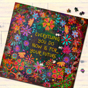 Pretty Floral Your Future Quote Inspirivity Jigsaw Puzzle