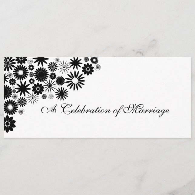 Pretty Florals Black Wedding Program Programme (Front)