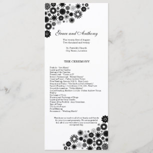 Pretty Florals Black Wedding Program Programme