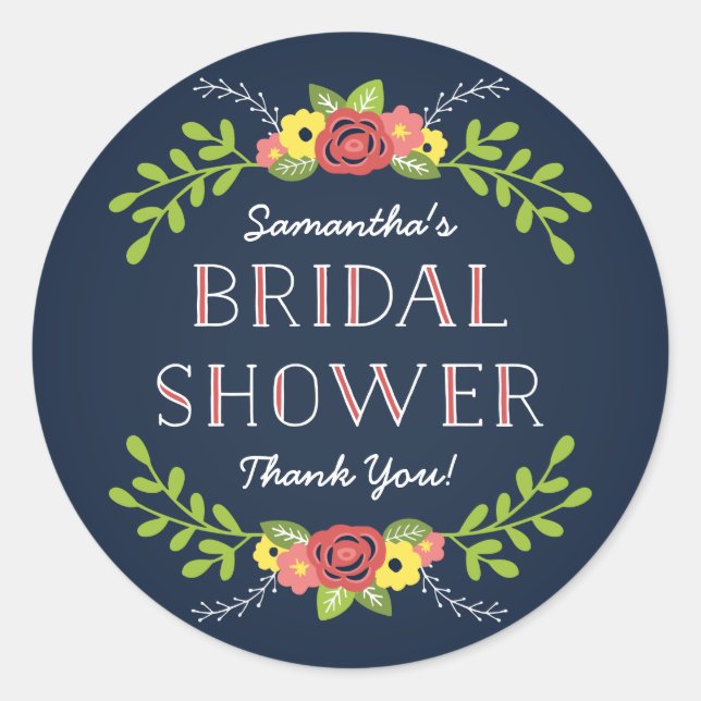 Pretty Florals | Bridal Shower Favour Classic Round Sticker (Front)