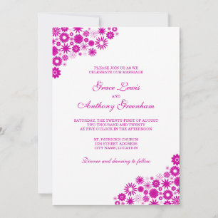 Pretty Florals Fuchsia Wedding Invitation