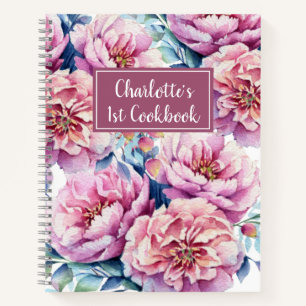 Pretty Florals Girls 1st Cookbook Mauve Recipe Notebook