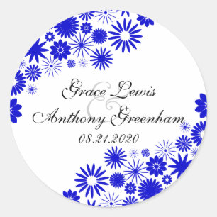 Pretty Florals Royal Blue Stickers