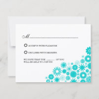 Pretty Florals Turquoise RSVP / Reply Cards