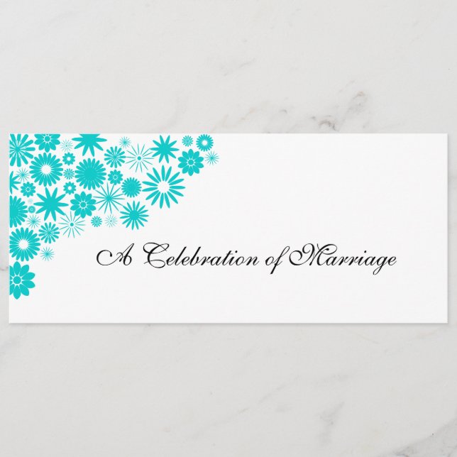 Pretty Florals Turquoise Wedding Program Programme (Front)