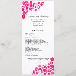 Pretty Florals Vibrant Pink Wedding Program Programme
