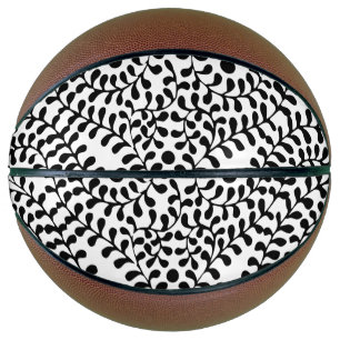 Pretty Flourished Black and White Print Basketball