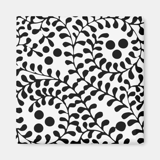 Pretty Flourished Black and White Print Magnet (Front)