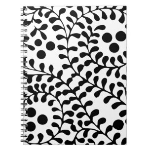 Pretty Flourished Black and White Print Notebook