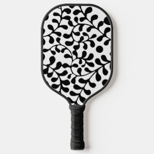 Pretty Flourished Black and White Print Pickleball Paddle