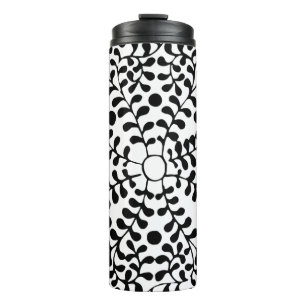 Pretty Flourished Black and White Print Thermal Tumbler