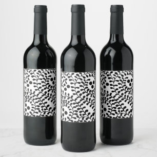 Pretty Flourished Black and White Print Wine Label