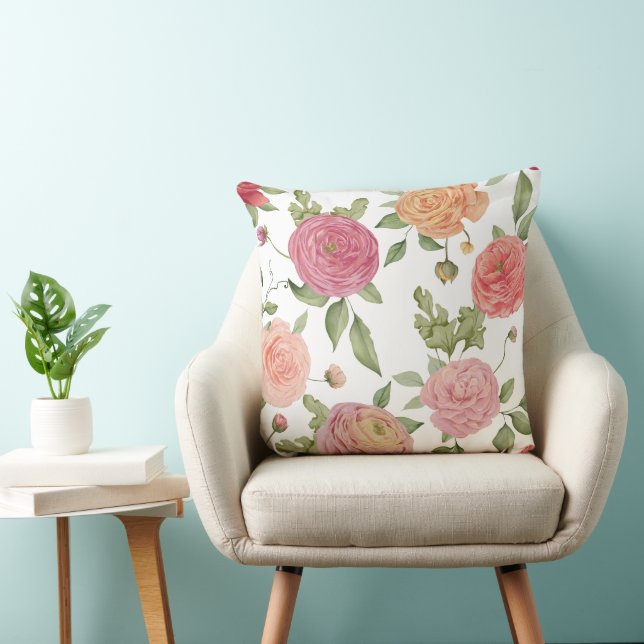 Pretty Flower 20x20 Throw Pillow (Chair)