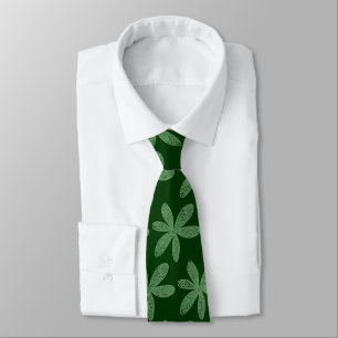 Pretty Flower - Army Green on Dark Green Tie